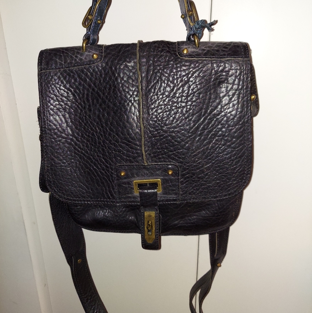 Joy Gryson Navy Genuine Leather Messenger Bag Gem